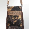 American Darling Black & Tan Cowhide Fringe Crossbody Purse -Western Cowboy Clothing american darling black tan cowhide fringe crossbod