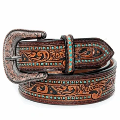 American Darling Brown & Turquoise Handcrafted Leather Belt