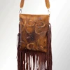 American Darling Leather Yee Haw Crossbody With Fringe -Western Cowboy Clothing american darling leather yee haw crossbody with fr
