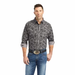 Ariat Mens RLS Classic Snap LS Shirt - Black Print