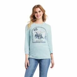 Ariat Womens Broncs & Barrels 3/4 Slv Tee
