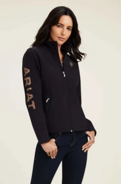 Ariat Womens New Team Softshell Jacket F22 Black/Leopard 3X
