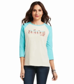 Ariat Women's Real Shadow Logo Tee White/Blue