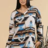 Avery Megan Aztec Print Detail Top -Western Cowboy Clothing avery megan aztec print detail top