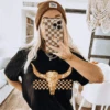 Buckin Barn Wholesale Checkered Steer Head T-Shirt -Western Cowboy Clothing buckin barn wholesale checkered steer head t shirt