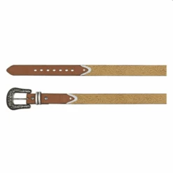 Catchfly Girls Belt Tooled Pattern Tan