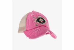 C.C Beanie Distressed Aztec Patch Criss Cross High Ponytail Cap -Western Cowboy Clothing cc beanie distressed aztec patch criss cross high 5