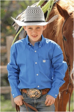 Cinch Kids Solid Twill Button Down Western Shirt