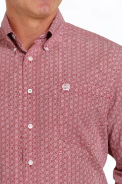 Cinch Men's Burgundy Print Button Down Shirt