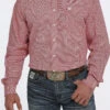 Cinch Men's Red Geometric Print Button Down Shirt -Western Cowboy Clothing cinch mens red geometric print button down shirt