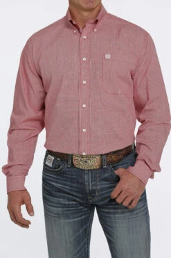Cinch Men's Red Geometric Print Button Down Shirt