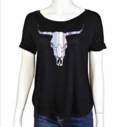 Cowboy Hardware Womens Serape Skull Scoop Neck Tee