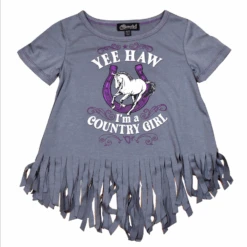 Cowboy Hardware Yee Haw Country Girl Fringe Tee