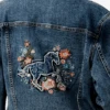 Grace In LA Embroidered Floral Horse Denim Jacket