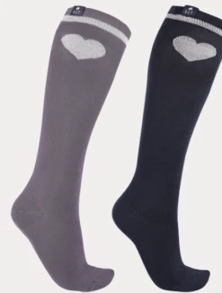 Kid's Glitter Heart Socks 2pk