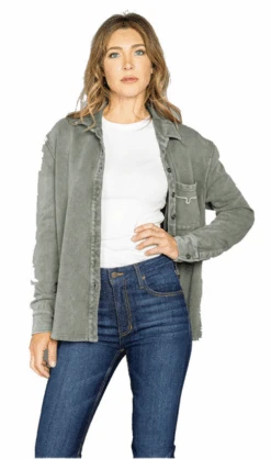 Kimes Ranch Womens Throw-Shirt Top - Sage