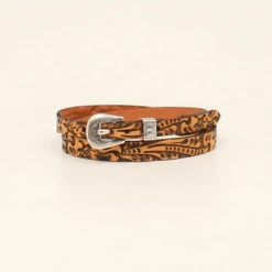 M&F Western Tan Floral Tooled Leather Hatband