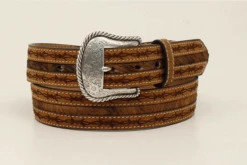 Nocona Mens Barbwire Calf Hair Belt