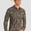 Panhandle Slim Mens LS Aztec Woven Snap Shirt -Western Cowboy Clothing panhandle slim mens ls aztec woven snap shirt
