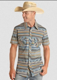Panhandle Slim Mens SS Aztec Stripe Vintage Snap Shirt