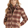 Powder River Outfitters Ladies Bomber Plaid Wool Coat