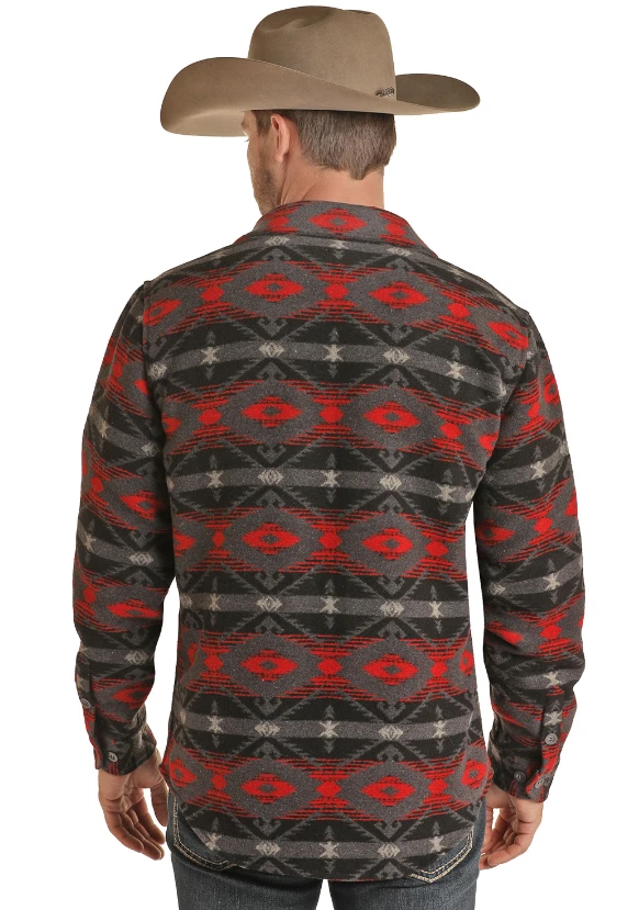 Powder River Outfitters Men's Wool Print Shirt Jacket - Scarlet 4 Powder River Outfitters Men's Wool Print Shirt Jacket - Scarlet - Image 2