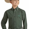 Rock & Roll Denim Boys Brushed Poplin Shirt -Western Cowboy Clothing rock roll denim boys brushed poplin shirt