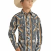 Rock & Roll Denim Boys LS Shirt Vintage Snap - Aztec -Western Cowboy Clothing rock roll denim boys ls shirt vintage snap aztec