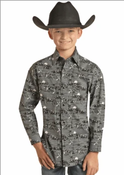 Rock & Roll Denim Boys Steel Conversational Snap LS