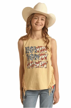 Rock & Roll Denim Girl's Howdy Fringe Tank