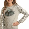 Rock & Roll Denim Girls Pullover Foil Cheeta - Grey -Western Cowboy Clothing rock roll denim girls pullover foil cheeta grey