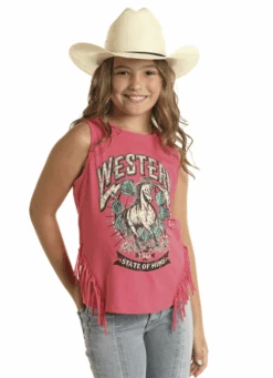 Rock & Roll Denim Girl's Western Fringe Tank -Western Cowboy Clothing rock roll denim girls western fringe tank 1
