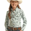 Rock & Roll Denim Girls Western LS Dale Snap Shirt - Mint -Western Cowboy Clothing rock roll denim girls western ls dale snap shirt m