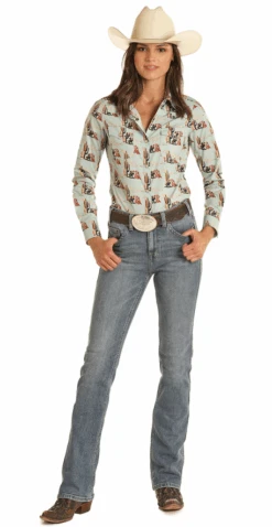 Rock & Roll Denim Juniors LS Snap Shirt -Western Cowboy Clothing rock roll denim juniors ls snap shirt 1