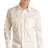 Rock & Roll Denim Mens Solid Stretch Poplin White