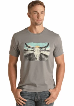 Rock & Roll Denim Mens Tee With Graphic -Western Cowboy Clothing rock roll denim mens tee with graphic 1