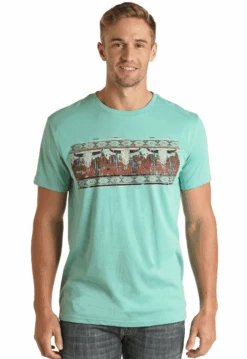 Rock & Roll Denim Mens Tee With Graphic -Western Cowboy Clothing rock roll denim mens tee with graphic 4