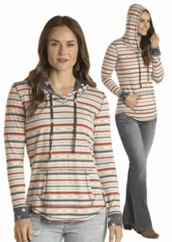 Rock & Roll Denim Womens Patriotic Serape Hoodie