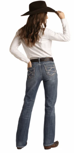 Rock & Roll Denim Womens Riding Jeans Ivory/Khaki Pocket -Western Cowboy Clothing rock roll denim womens riding jeans ivory khaki po 1