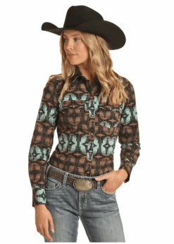 Rock & Roll Denim Women's Shared Core Snap Shirt -Western Cowboy Clothing rock roll denim womens shared core snap shirt 1