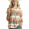 Rock & Roll Denim Womens Striped Knit Top -Western Cowboy Clothing rock roll denim womens striped knit top