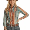 Rock & Roll Denim Womens Western Core Snap Shirt - Aztec