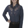 Scully Ladies Longhorn Rose Embroidered Shirt