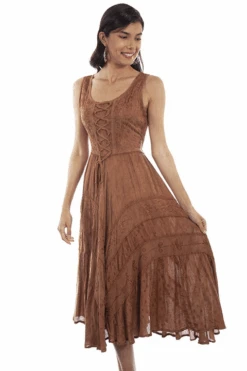 Scully Light Denim Lace-Up Front Dress -Western Cowboy Clothing scully light denim lace up front dress 1