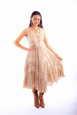 Scully Light Denim Lace-Up Front Dress -Western Cowboy Clothing scully light denim lace up front dress 2