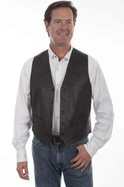 Scully Single Point Western Vest Leather -Western Cowboy Clothing scully single point western vest leather 2