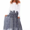 Scully Springtime Blue Print Skirt W/Belt -Western Cowboy Clothing scully springtime blue print skirt w belt