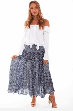 Scully Springtime Blue Print Skirt W/Belt